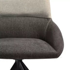 Armen Living, Sedia da pranzo girevole imbottita in tessuto grigio con gambe in metallo nero - Set di 2