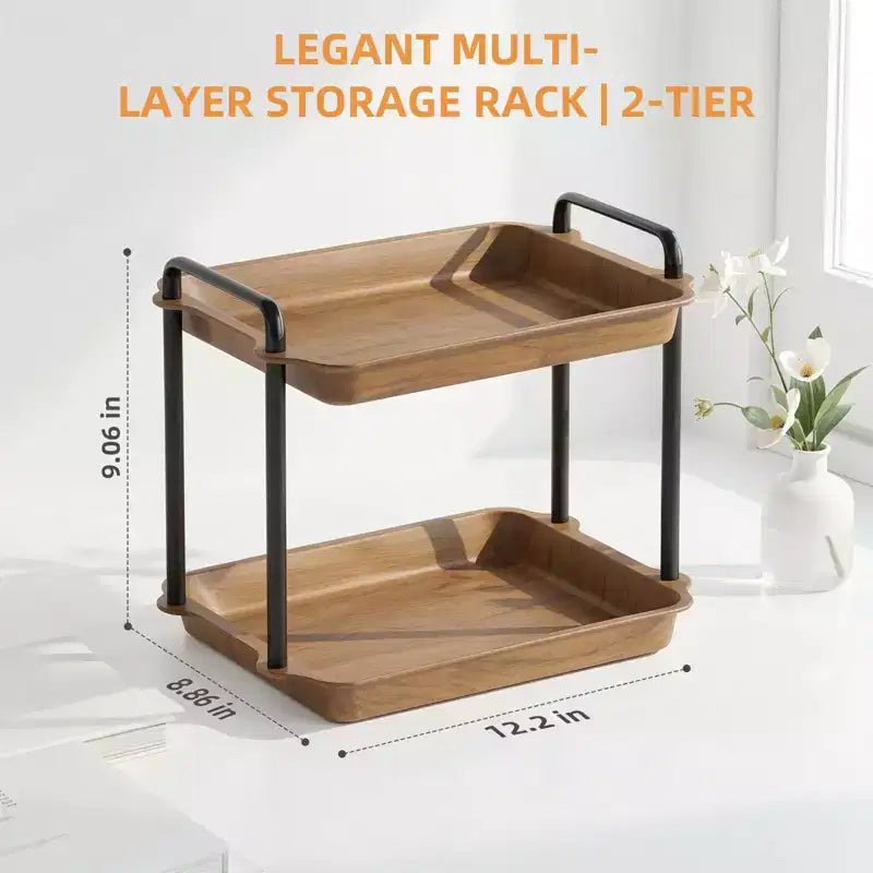 SUGIFT Alzata a 2/3 ripiani in acciaio inox e legno con manici