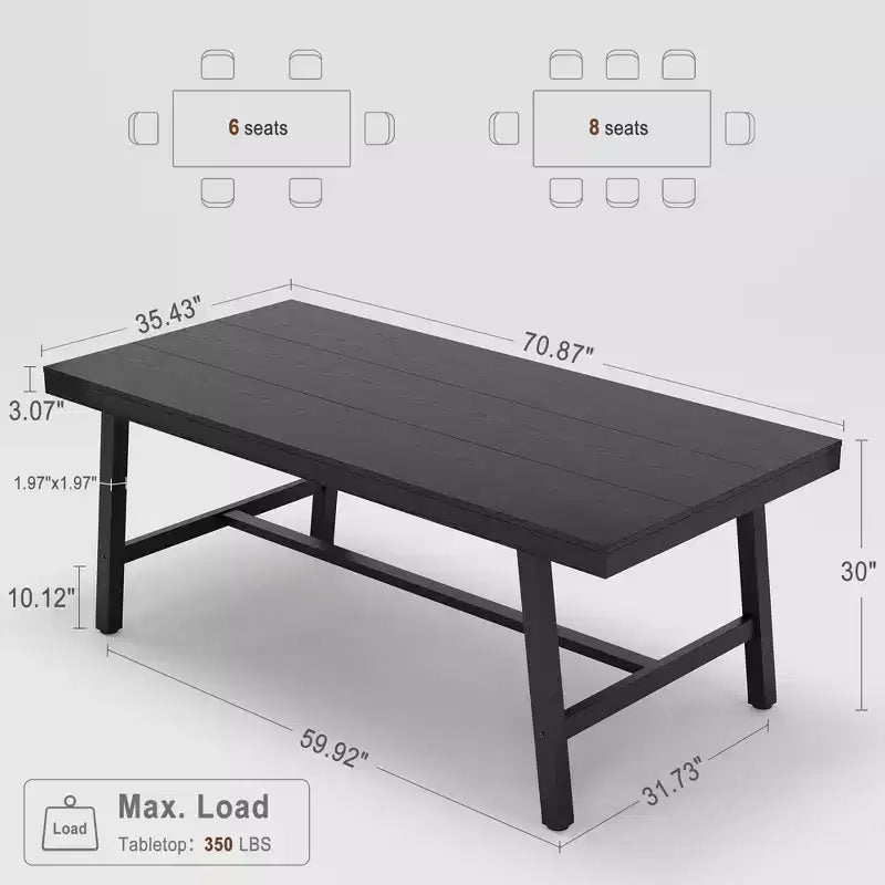 GustoWave Tavolo da pranzo rettangolare da 180 cm, con piedini regolabili