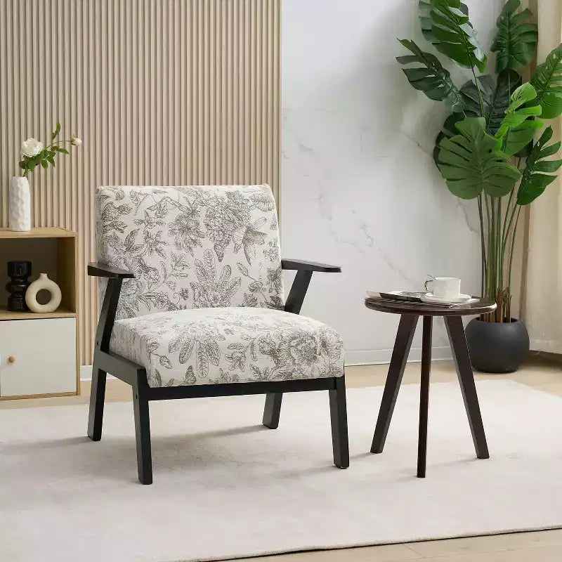 GDFStudio Tessa Mid-Century Modern Rubberwood Upholstered Armchair