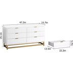 Cassettiera a 6 cassetti con ampio spazio di archiviazione, Cassettiere in legno con gambe in metallo, Cassettiera moderna per camera da letto, soggiorno