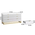 Cassettiera a 6 cassetti con ampio spazio di archiviazione, Cassettiere in legno con gambe in metallo, Cassettiera moderna per camera da letto, soggiorno