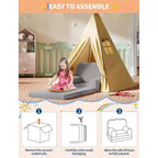 Divano letto pieghevole 2 in 1 comodo per bambini, da divano a sedia a sdraio in schiuma, regalo per bambine e bambini