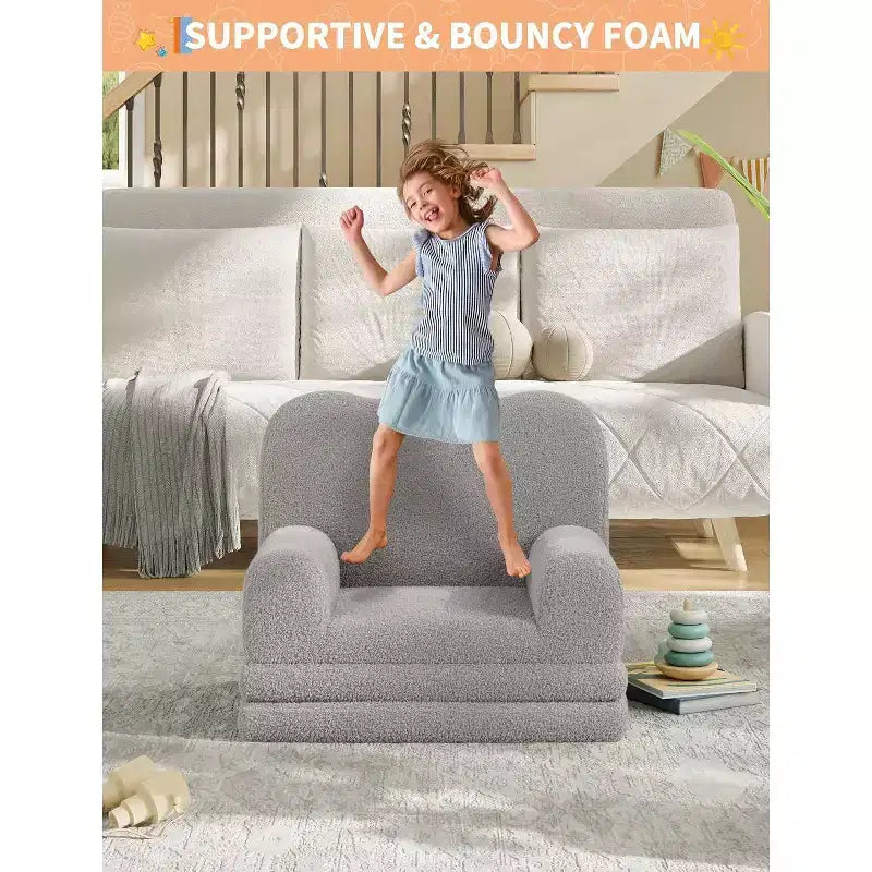 Divano letto pieghevole 2 in 1 comodo per bambini, da divano a sedia a sdraio in schiuma, regalo per bambine e bambini