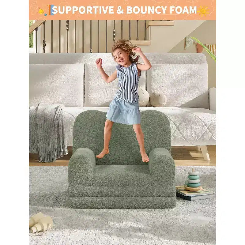 Divano letto pieghevole 2 in 1 comodo per bambini, da divano a sedia a sdraio in schiuma, regalo per bambine e bambini