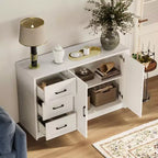 Credenza da cucina in venatura di legno Famapy con dispositivo antiribaltamento - 3 cassetti + 2 ante per cucine o soggiorno