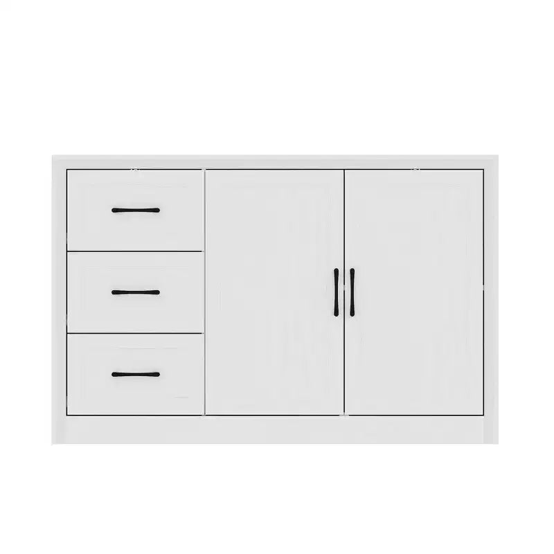 Credenza da cucina in venatura di legno Famapy con dispositivo antiribaltamento - 3 cassetti + 2 ante per cucine o soggiorno