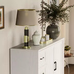 Credenza da cucina in venatura di legno Famapy con dispositivo antiribaltamento - 3 cassetti + 2 ante per cucine o soggiorno