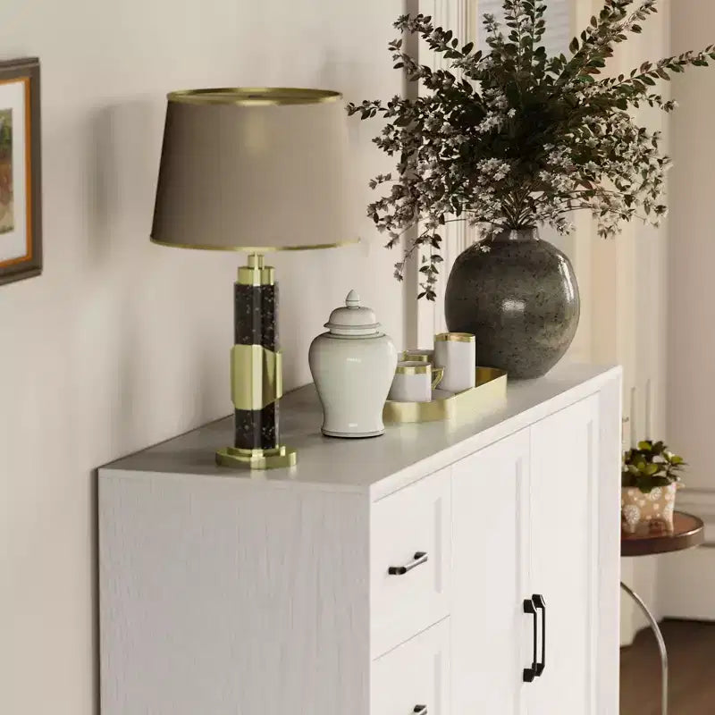 Credenza da cucina in venatura di legno Famapy con dispositivo antiribaltamento - 3 cassetti + 2 ante per cucine o soggiorno