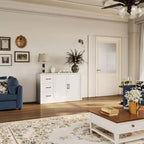 Credenza da cucina in venatura di legno Famapy con dispositivo antiribaltamento - 3 cassetti + 2 ante per cucine o soggiorno