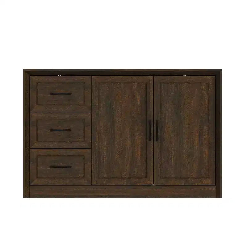 Credenza da cucina in venatura di legno Famapy con dispositivo antiribaltamento - 3 cassetti + 2 ante per cucine o soggiorno