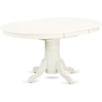 HomeStock Belmont tavolo da pranzo ovale 7 pezzi 42/60 con prolunga a farfalla da 18 pollici e 6 sedie Parson con gambe bianco lino e tessuto lino Dark Shitake