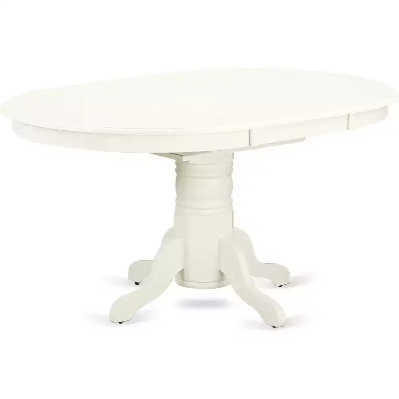 HomeStock Belmont tavolo da pranzo ovale 7 pezzi 42/60 con prolunga a farfalla da 18 pollici e 6 sedie Parson con gambe bianco lino e tessuto lino Dark Shitake