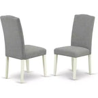 HomeStock Belmont tavolo da pranzo ovale 7 pezzi 42/60 con prolunga a farfalla da 18 pollici e 6 sedie Parson con gambe bianco lino e tessuto lino Dark Shitake