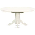 HomeStock Belmont tavolo da pranzo ovale 7 pezzi 42/60 con prolunga a farfalla da 18 pollici e 6 sedie Parson con gambe bianco lino e tessuto lino Dark Shitake
