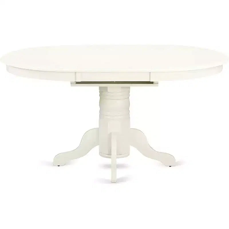 HomeStock Belmont tavolo da pranzo ovale 7 pezzi 42/60 con prolunga a farfalla da 18 pollici e 6 sedie Parson con gambe bianco lino e tessuto lino Dark Shitake