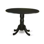 Set Tavolo da Cucina 3 Pezzi HomeStock Belmont - 2 Sedie Mid Century con Seduta in Legno e Schienale a Doghe - Tavolo da Colazione con Ante a Ribalta - Finitura Nera