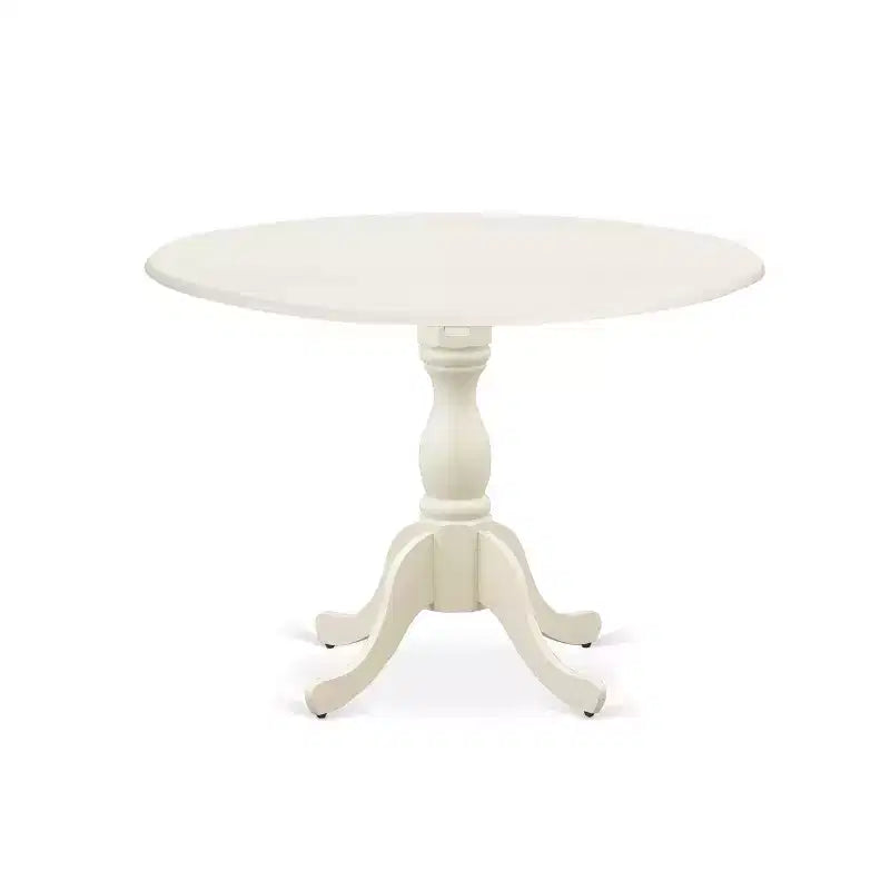 HomeStock Belmont Set da Pranzo 3 Pezzi 1 Tavolo in Legno con Piani a Ribalta e 2 Sedie da Pranzo in Tessuto Lino Beige Chiaro con Schienale Alto - Finitura Lino Bianco