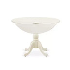 HomeStock Belmont Set da Pranzo 3 Pezzi 1 Tavolo in Legno con Piani a Ribalta e 2 Sedie da Pranzo in Tessuto Lino Beige Chiaro con Schienale Alto - Finitura Lino Bianco