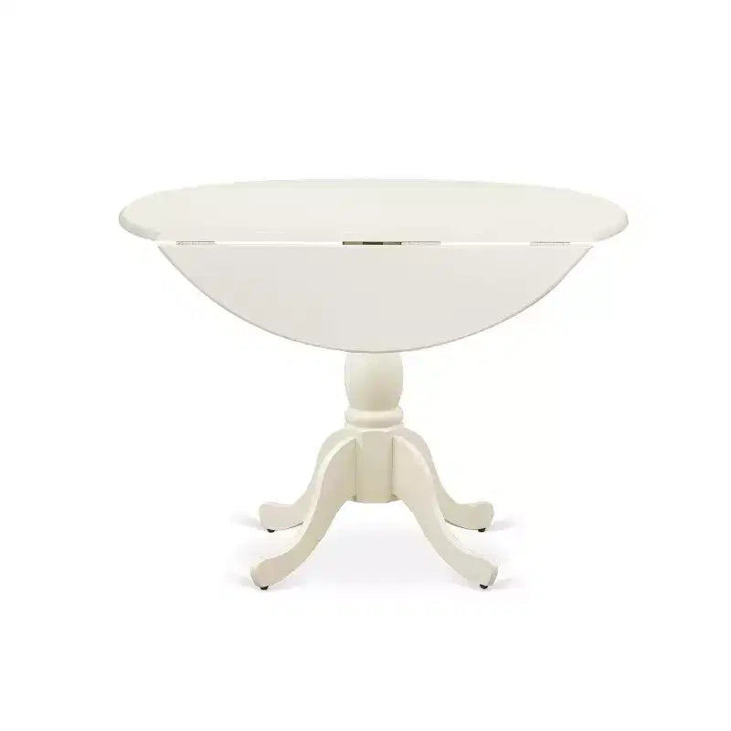 HomeStock Belmont Set da Pranzo 3 Pezzi 1 Tavolo in Legno con Piani a Ribalta e 2 Sedie da Pranzo in Tessuto Lino Beige Chiaro con Schienale Alto - Finitura Lino Bianco