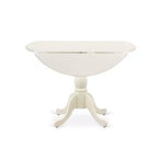 HomeStock Belmont Set da Pranzo 3 Pezzi 1 Tavolo in Legno con Piani a Ribalta e 2 Sedie da Pranzo in Tessuto Lino Beige Chiaro con Schienale Alto - Finitura Lino Bianco