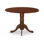 HomeStock Belmont, set da pranzo con tavolo e 4 sedie da cucina in lino color sabbia chiara e un tavolo da pranzo con finitura mogano