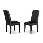 Tavolo da cucina HomeStock Belmont rettangolare 5 pezzi 42/60 pollici con prolunga a farfalla da 18 pollici riponibile e quattro sedie Parson con gamba nera