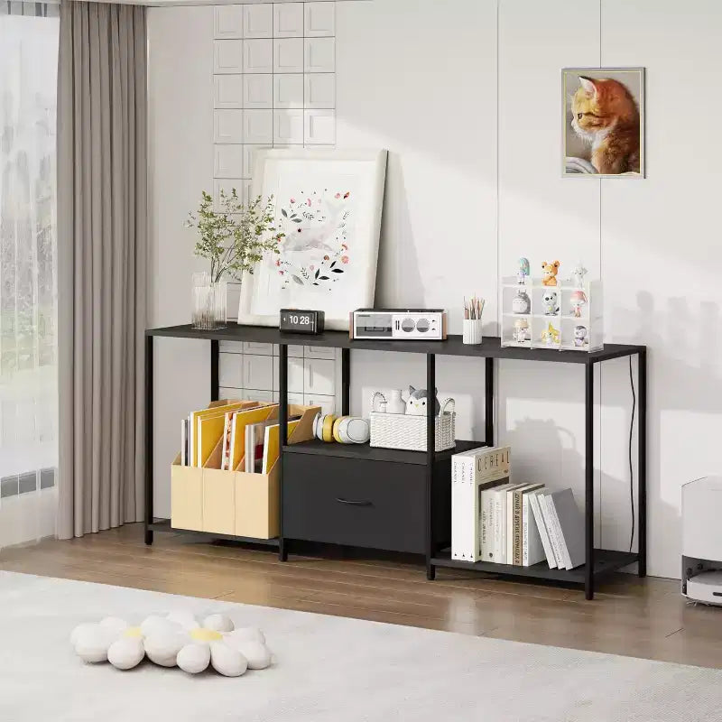 Mobile TV a LED per TV fino a 55 pollici, Centro Intrattenimento con Luci LED e Ripiani a Giorno, Consolle Multimediale Moderna per Soggiorno, Camera da Letto