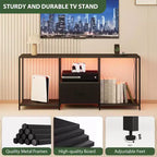 Mobile TV a LED per TV fino a 55 pollici, Centro Intrattenimento con Luci LED e Ripiani a Giorno, Consolle Multimediale Moderna per Soggiorno, Camera da Letto