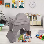 Divano da gioco componibile Acekool per bambini, divano convertibile a 8 pezzi con rivestimento in velluto scamosciato, divano in schiuma creativo per sala giochi, cameretta, grigio