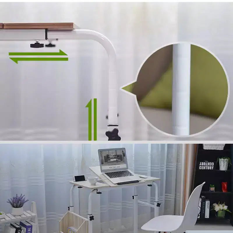 Tavolo servitore con ruote - Carrello da scrivania per laptop, altezza e lunghezza regolabili, tavolo sopra il letto per uso ospedaliero e domestico