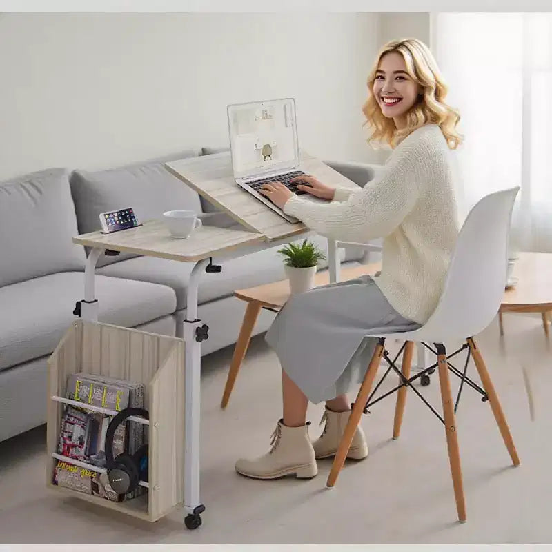 Tavolo servitore con ruote - Carrello da scrivania per laptop, altezza e lunghezza regolabili, tavolo sopra il letto per uso ospedaliero e domestico