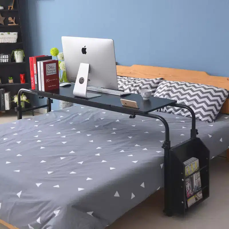 Tavolo servitore con ruote - Carrello da scrivania per laptop, altezza e lunghezza regolabili, tavolo sopra il letto per uso ospedaliero e domestico
