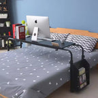 Tavolo servitore con ruote - Carrello da scrivania per laptop, altezza e lunghezza regolabili, tavolo sopra il letto per uso ospedaliero e domestico