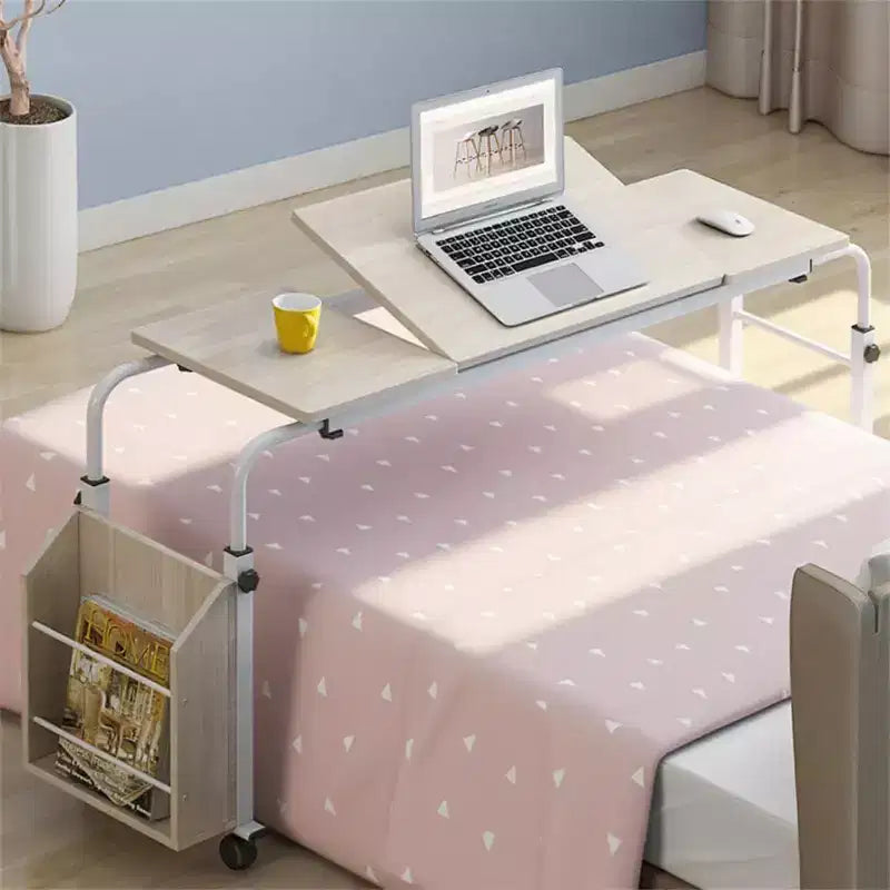 Tavolo servitore con ruote - Carrello da scrivania per laptop, altezza e lunghezza regolabili, tavolo sopra il letto per uso ospedaliero e domestico