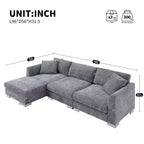 Divano Componibile Modern Cloud a L, Set Divano di Lusso con Chaise Longue e Cuscini Gratuiti, Tessuto Ciniglia