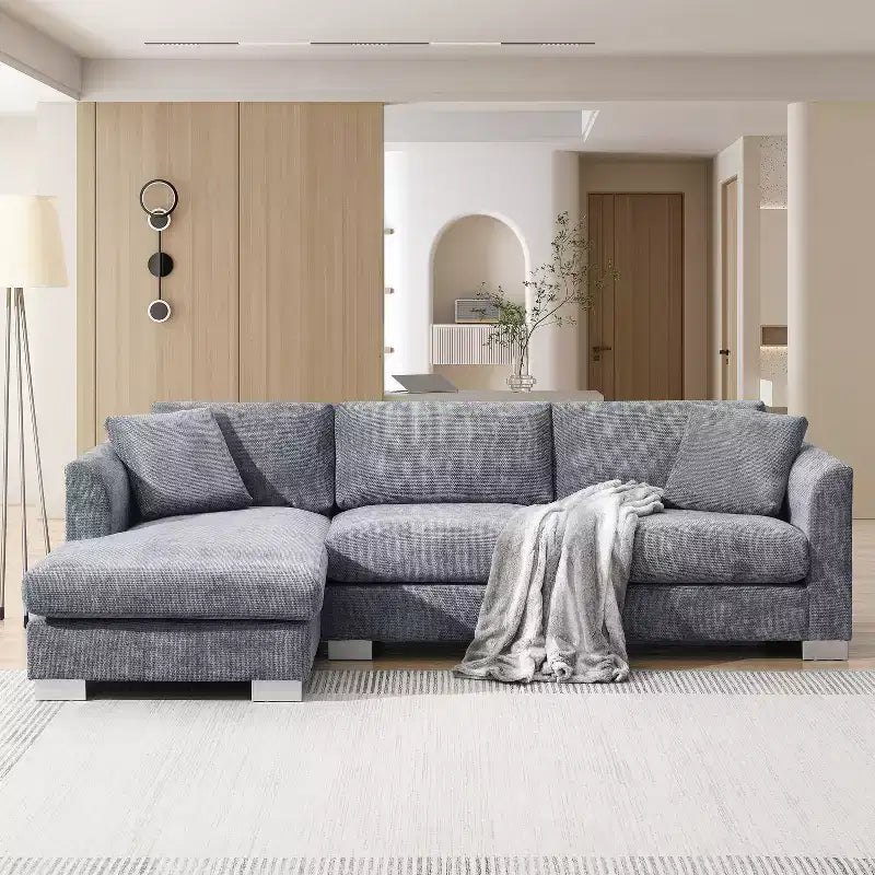 Divano Componibile Modern Cloud a L, Set Divano di Lusso con Chaise Longue e Cuscini Gratuiti, Tessuto Ciniglia
