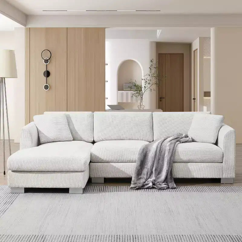 Divano Componibile Modern Cloud a L, Set Divano di Lusso con Chaise Longue e Cuscini Gratuiti, Tessuto Ciniglia