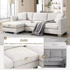 Divano Componibile Modern Cloud a L, Set Divano di Lusso con Chaise Longue e Cuscini Gratuiti, Tessuto Ciniglia