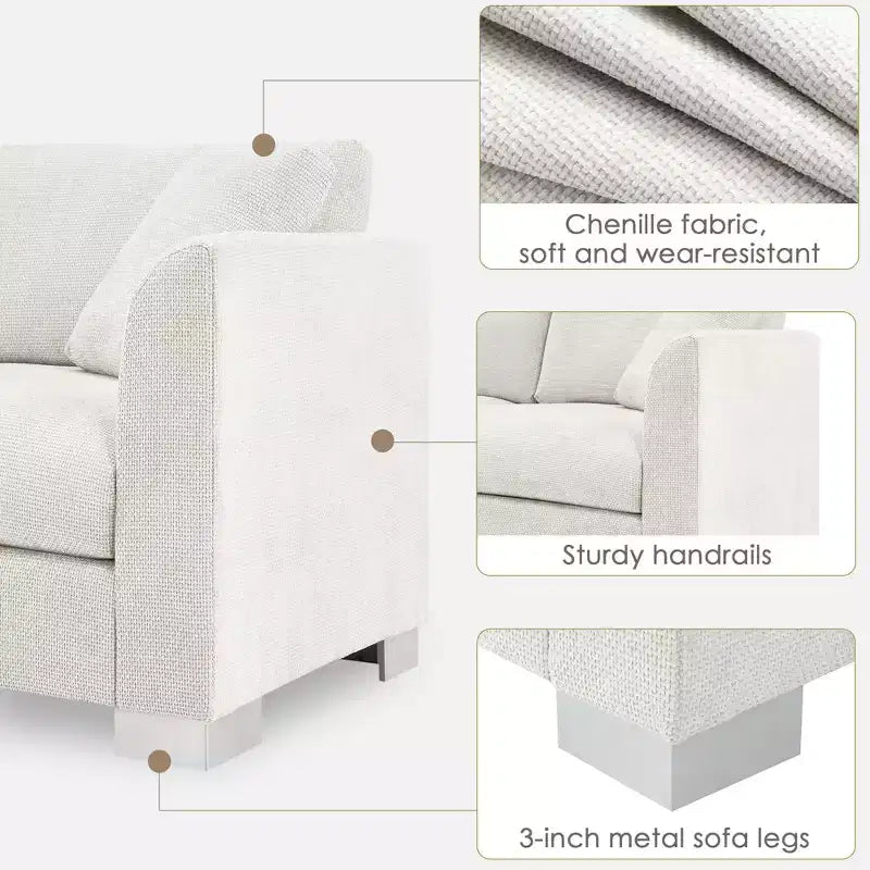Divano Componibile Modern Cloud a L, Set Divano di Lusso con Chaise Longue e Cuscini Gratuiti, Tessuto Ciniglia
