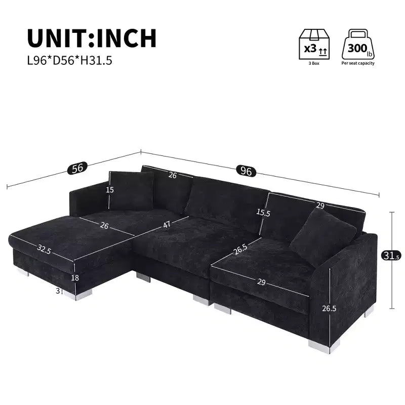 Divano Componibile Modern Cloud a L, Set Divano di Lusso con Chaise Longue e Cuscini Gratuiti, Tessuto Ciniglia