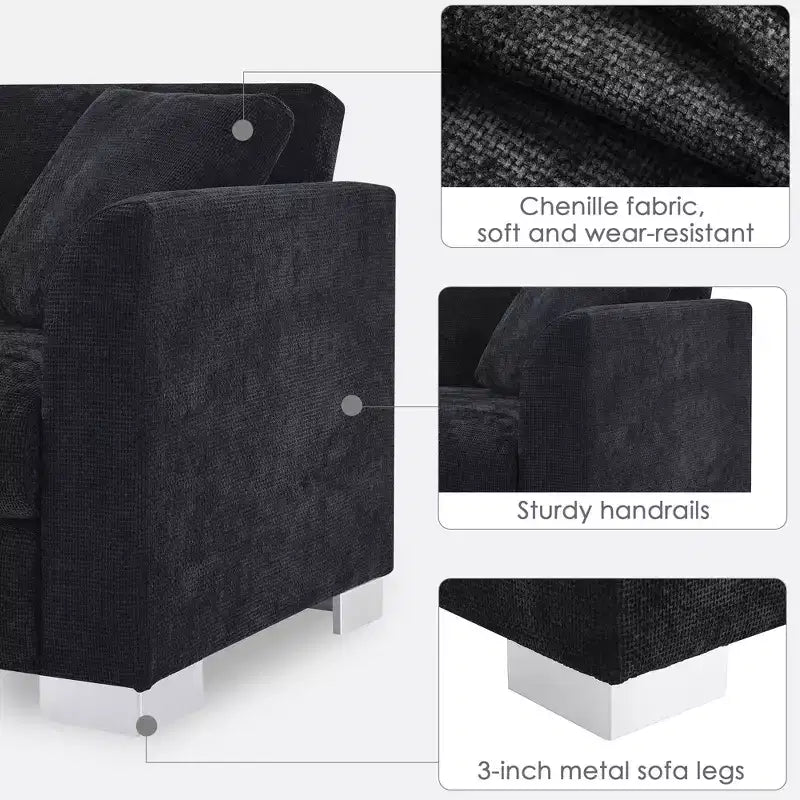 Divano Componibile Modern Cloud a L, Set Divano di Lusso con Chaise Longue e Cuscini Gratuiti, Tessuto Ciniglia