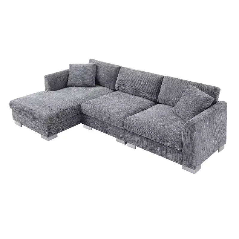 Divano Componibile Modern Cloud a L, Set Divano di Lusso con Chaise Longue e Cuscini Gratuiti, Tessuto Ciniglia