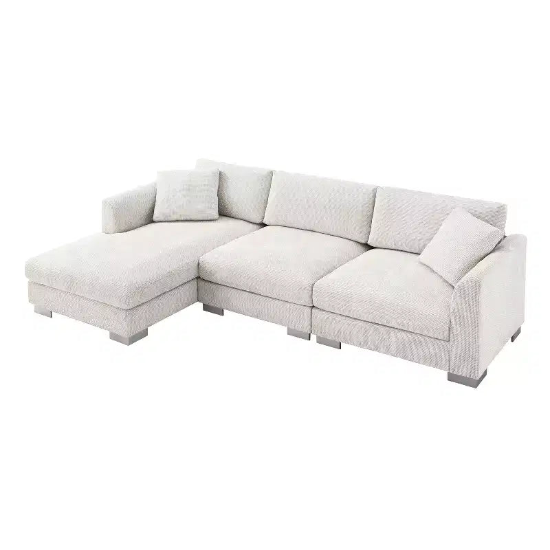 Divano Componibile Modern Cloud a L, Set Divano di Lusso con Chaise Longue e Cuscini Gratuiti, Tessuto Ciniglia