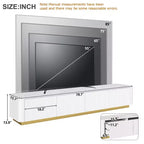 Mobile TV CLIHOME con scanalature per TV fino a 85 pollici, Consolle multimediale con piano in finto marmo e 4 cassetti, Centro di intrattenimento con base dorata