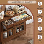35.4 Mobiletto credenza con anta in vetro, Credenza contenitore per sala da pranzo, cucina