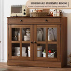 35.4 Mobiletto credenza con anta in vetro, Credenza contenitore per sala da pranzo, cucina