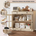 35.4 Mobiletto credenza con anta in vetro, Credenza contenitore per sala da pranzo, cucina