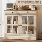 35.4 Mobiletto credenza con anta in vetro, Credenza contenitore per sala da pranzo, cucina