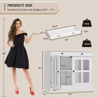 35.4 Mobiletto credenza con anta in vetro, Credenza contenitore per sala da pranzo, cucina